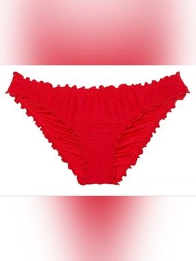 XS VS Swim Ruffle Cheeky Bikini Bottom Red Tropical Island Getaway